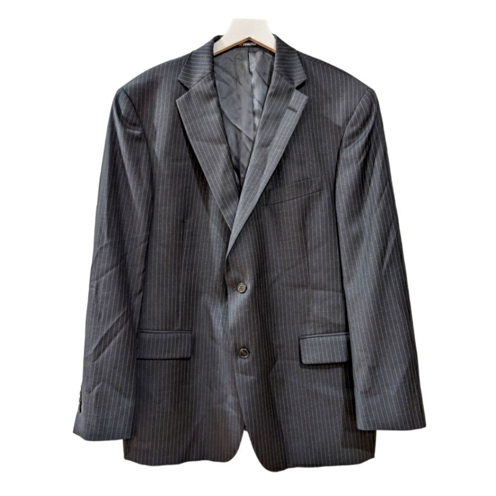 Hart Schaffner Marx USA Men's Black Pinstripe Two Button Blazer Size 46R